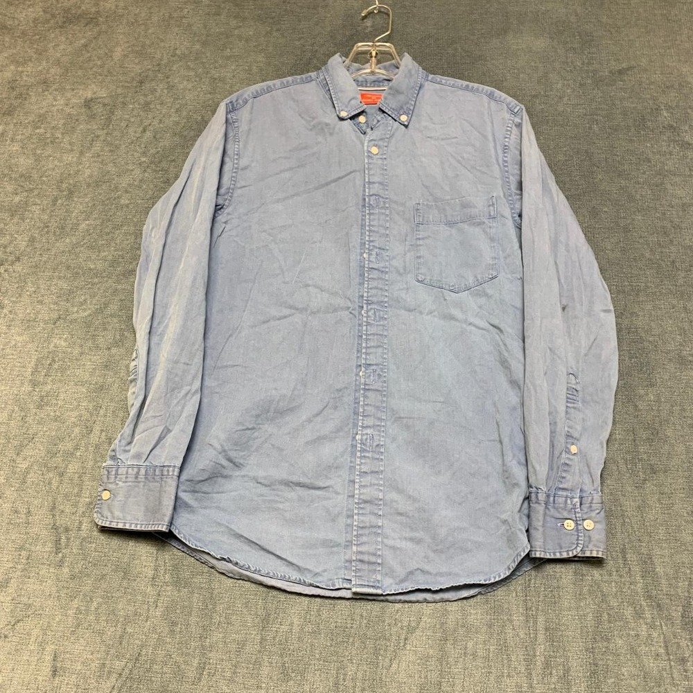 Red Label by Patrol Jeans Shirt Mens XS Blue Cotton Rounded Hem Button Down